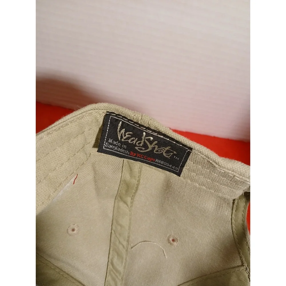 P.K Moyer & Sons Construction Cap  Adjustable Snap Strap American Flag Tan Men's